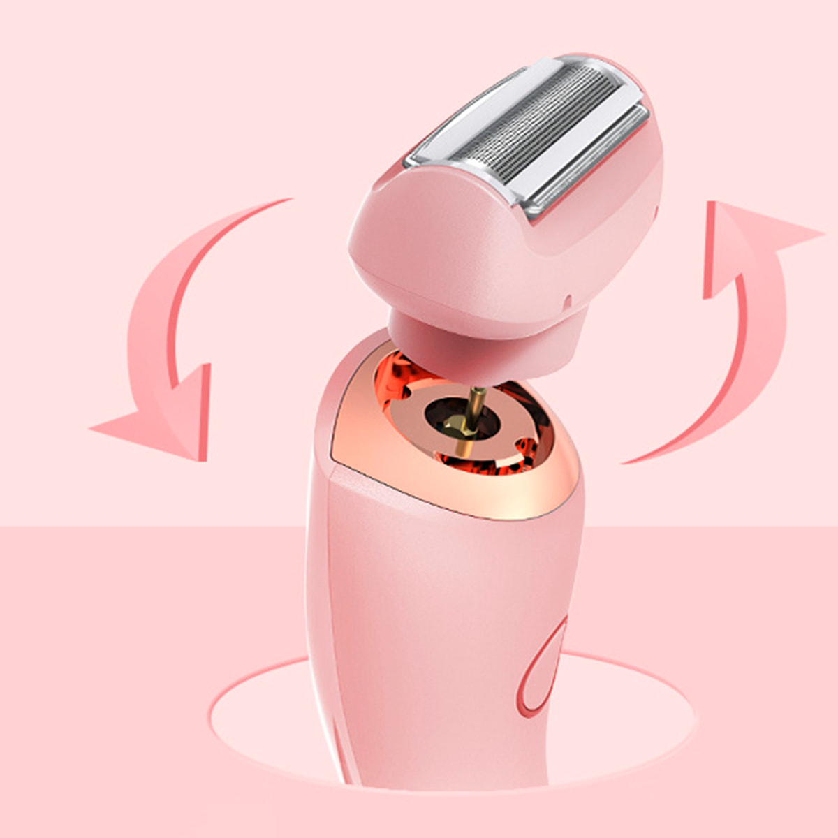 Depiladora 2 en 1 con cabezal recto y redondo.