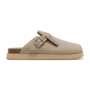Sandalias Cerradas Vibe Clog Mujer Cierre Hebilla Color Taupe