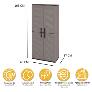 Armario  exterior- interior porta escobas con estantes regulables- Artplast