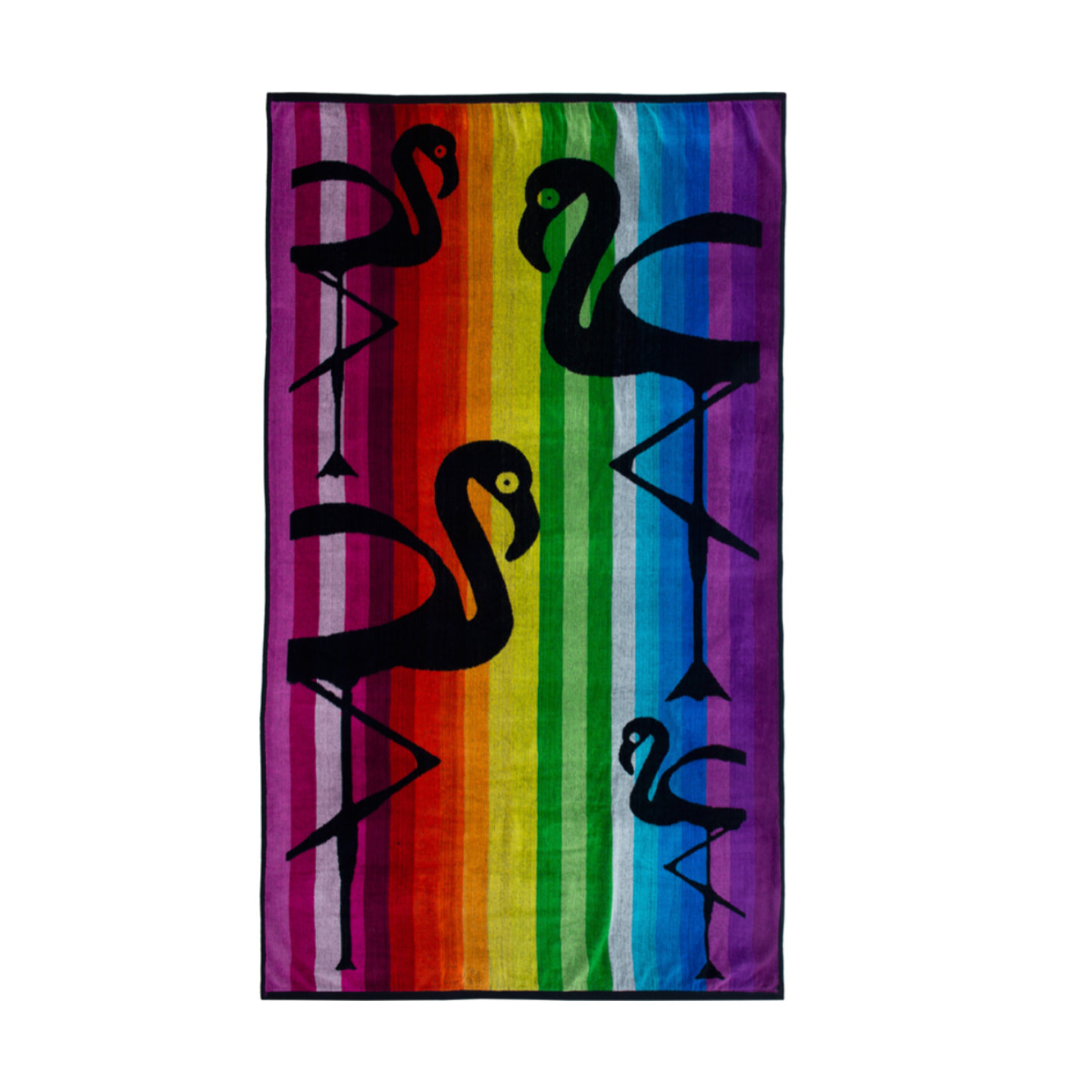 Telo Mare Spugna Jacquard Spiaggia Disegno Multicolor Flamingo