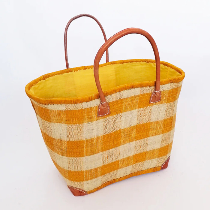 Panier artisanal de Madagascar - Beloha GM Safran avec pochon