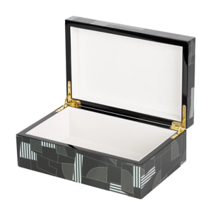 Caja Mdf Negro Gris  28x18x10 Cm