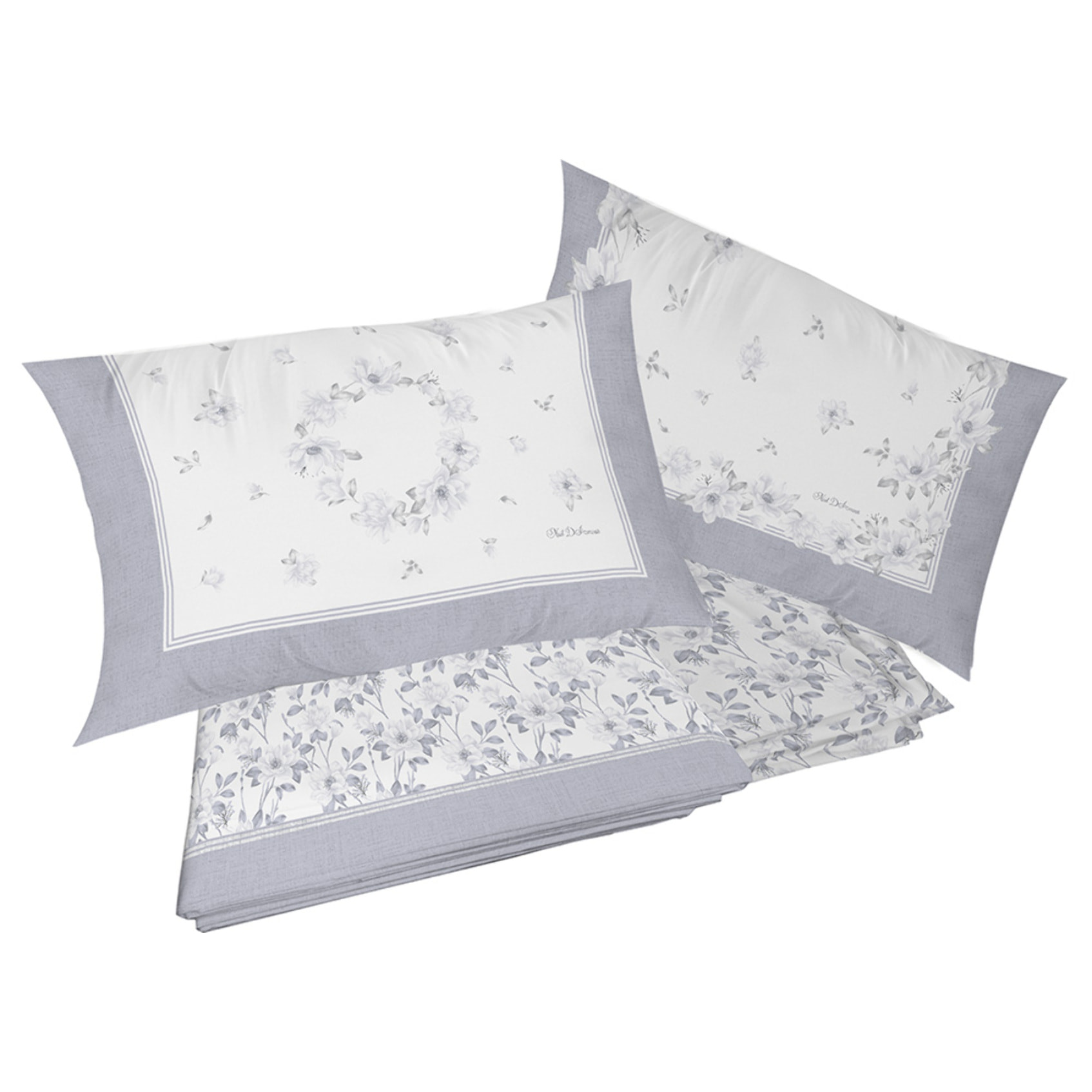 completo letto marsiglia grigio in cotone 100% cotone