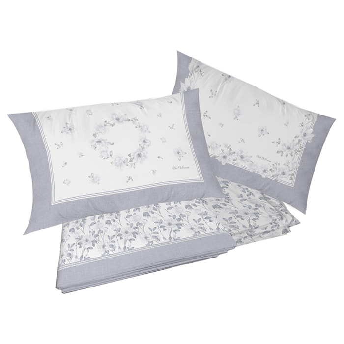 completo letto marsiglia grigio in cotone 100% cotone