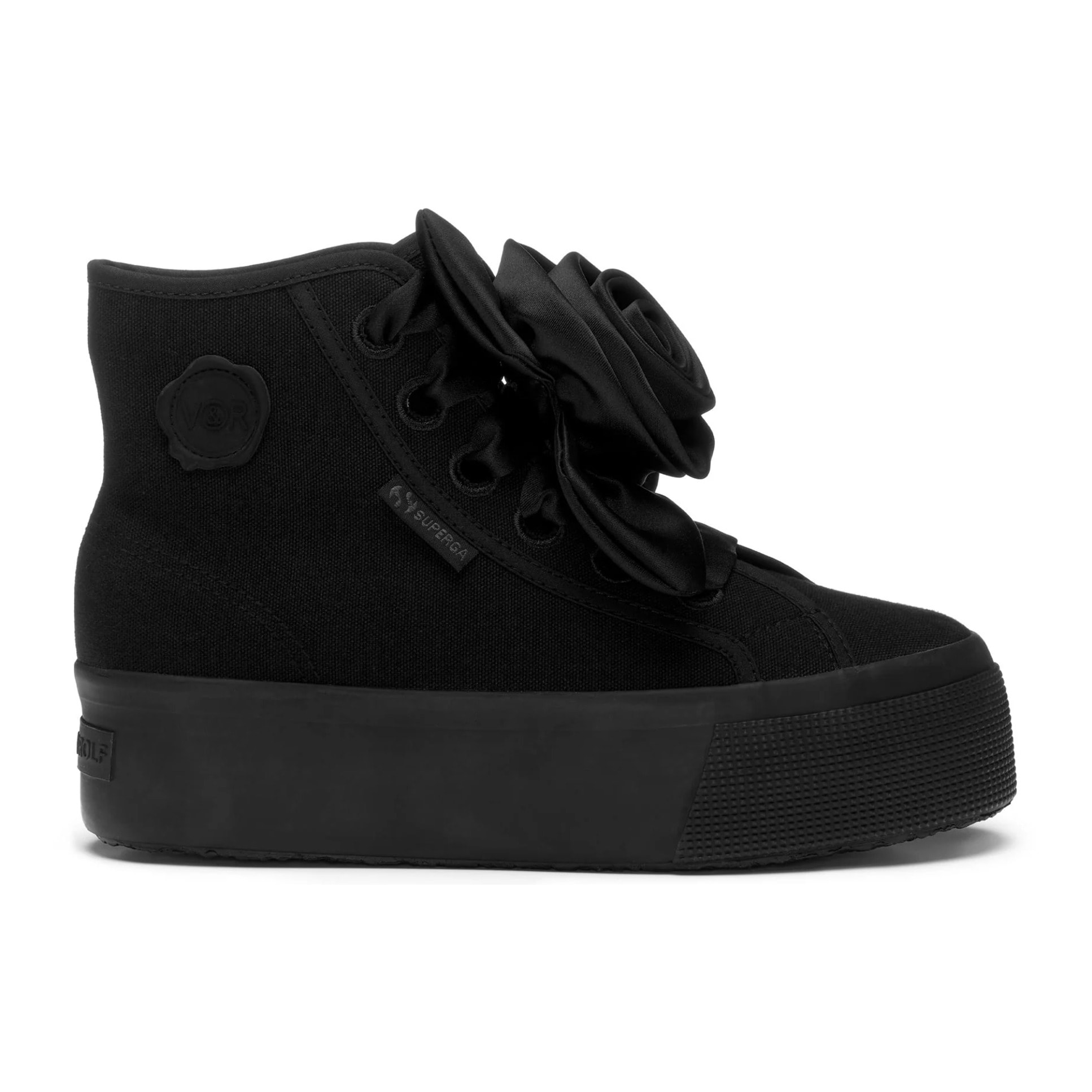 Scarpe Da Donna Superga Nero 2708 Hi Top Big Satin Rose