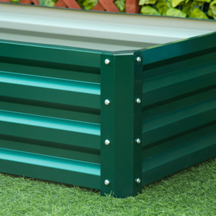 Carré potager de jardin dim. 120L x 60l x 30H cm tôle d'acier ondulée vert