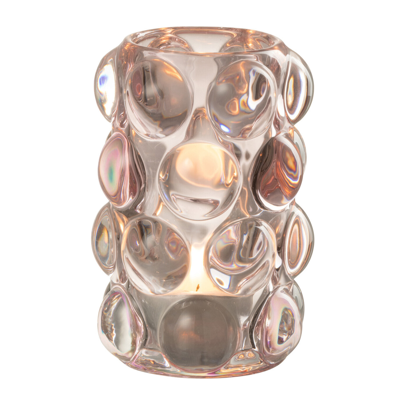 J-Line bougeoir Bollie - verre - rose