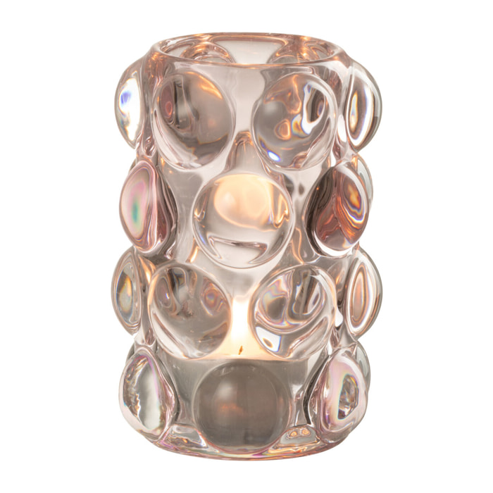 J-Line bougeoir Bollie - verre - rose
