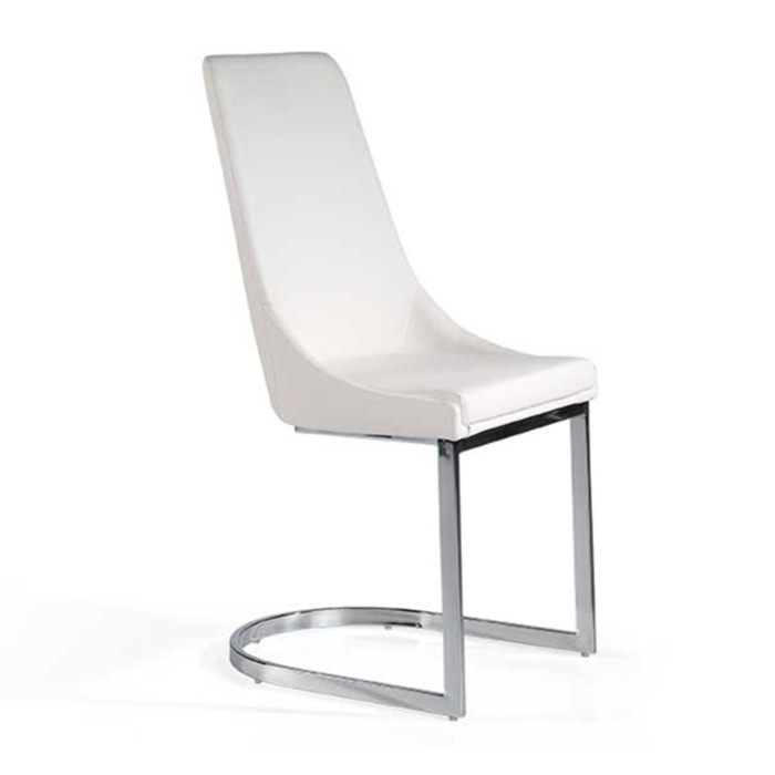 Set de 2 sillas – Polipiel blanca y estructura cromada