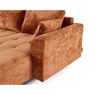 Rune - canapé panoramique d'angle gauche 7 places en velours texturé - Rouille