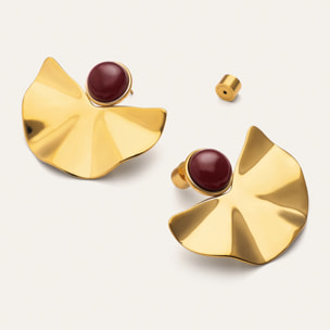 Pendientes Amara Stone Acero Baño Oro