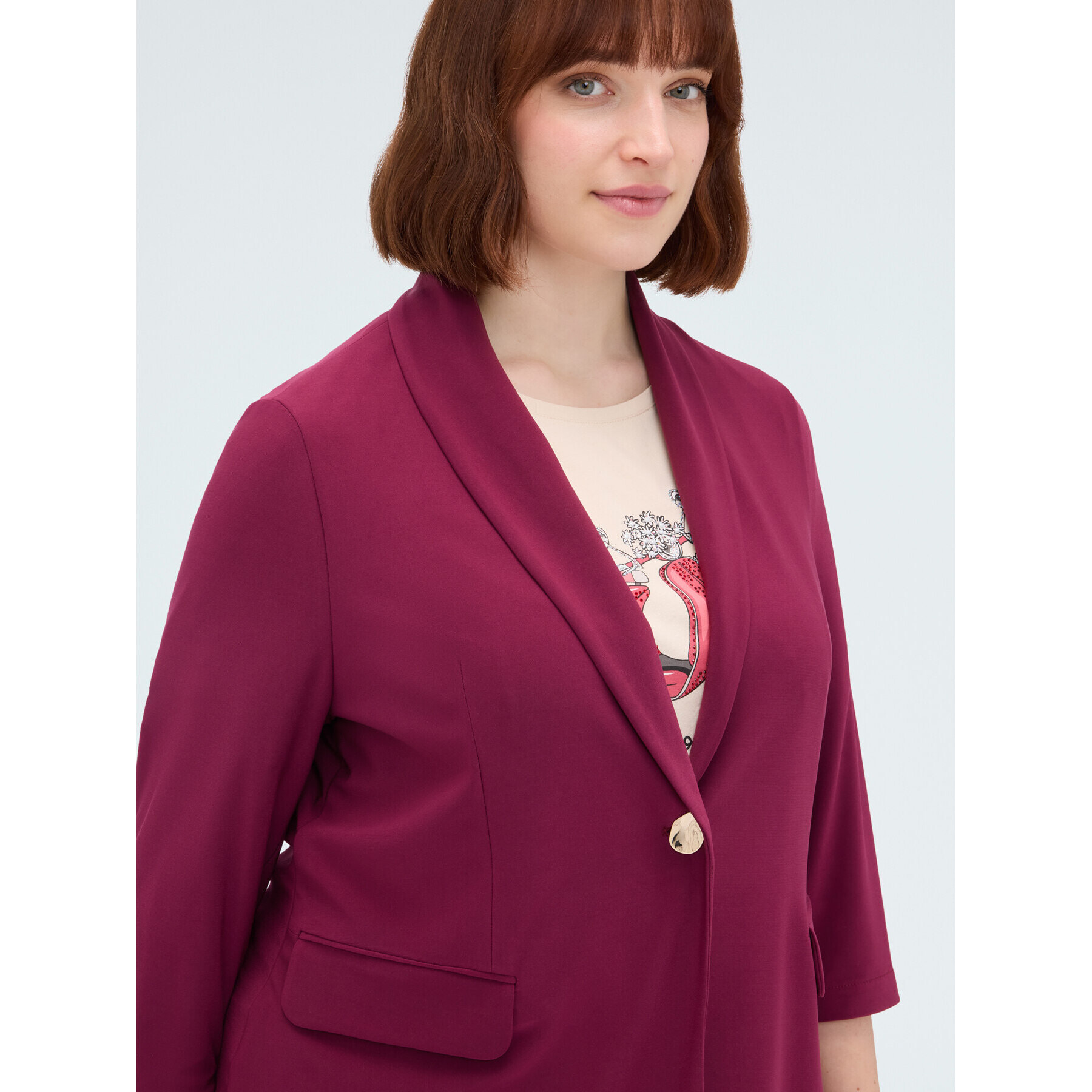 Fiorella Rubino - Blazer in jersey con maniche a tre quarti - Bordeaux