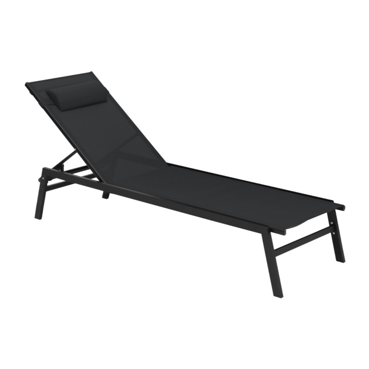 Transats inclinables Faro 5 positions en aluminium noir - lot de 2