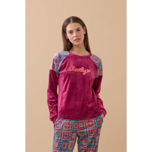 Completo loungewear donna folk in ciniglia felpata Noidinotte