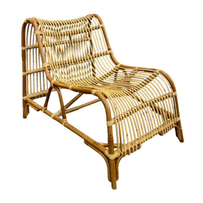 Fauteuil lounge de jardin en rotin naturel tressé - NINON