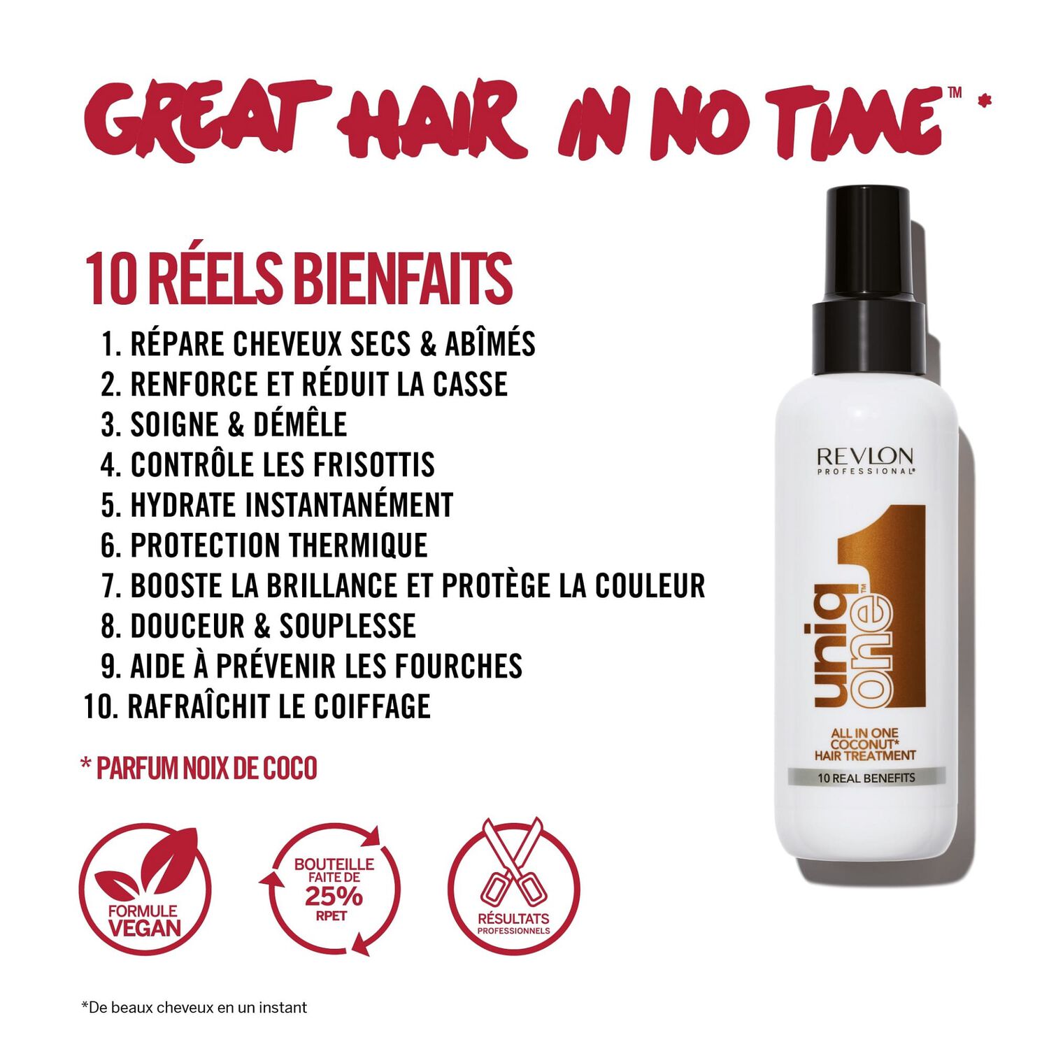 UniqOne - Coffret Masque Spray Sans Rinçage 10 Bienfaits Classique et Coco 2x150 ml