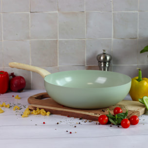 Wok en revêtement céramique 28cm céladon - tous feux COLORAMA