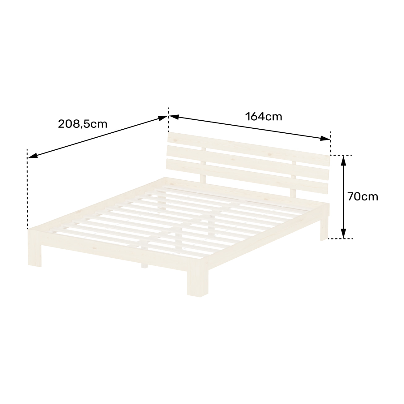 Lit en bois avec tête de lit 160x200cm FINN