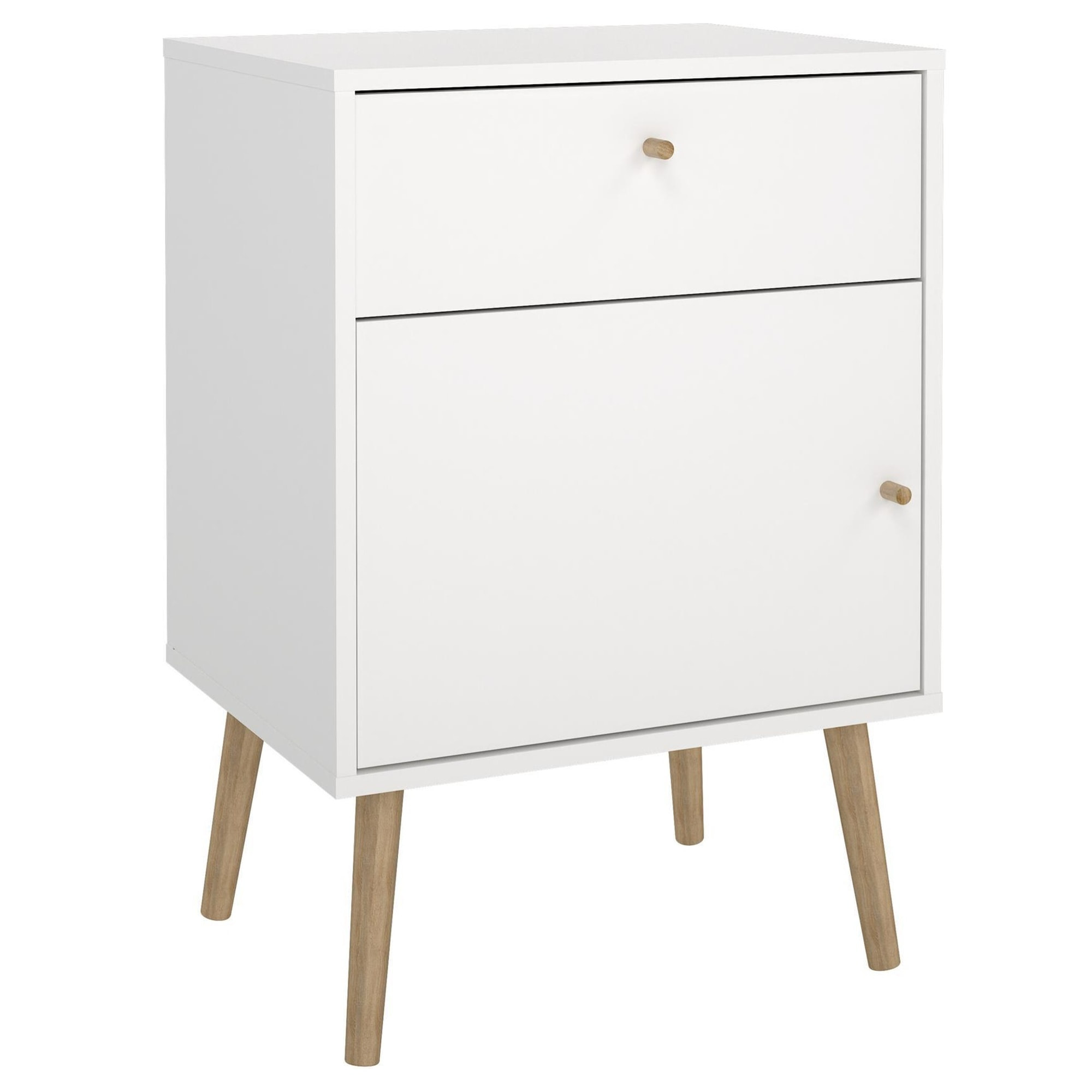 Mesita de Noche "Guadiana" - 1 Cajón y 1 Puerta - Blanco