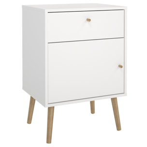 Mesita de Noche "Guadiana" - 1 Cajón y 1 Puerta - Blanco