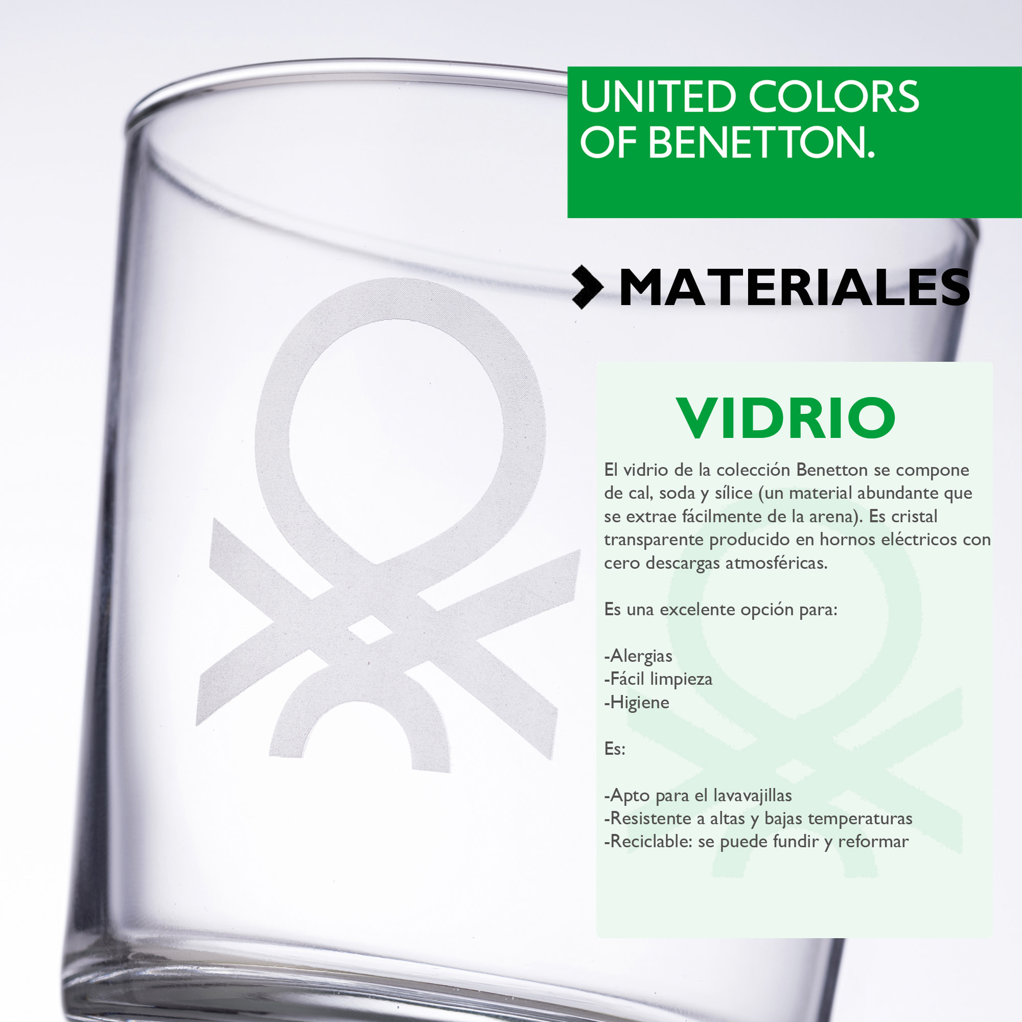 Set 4pcs vasos de agua cristal logo transparente  benetton