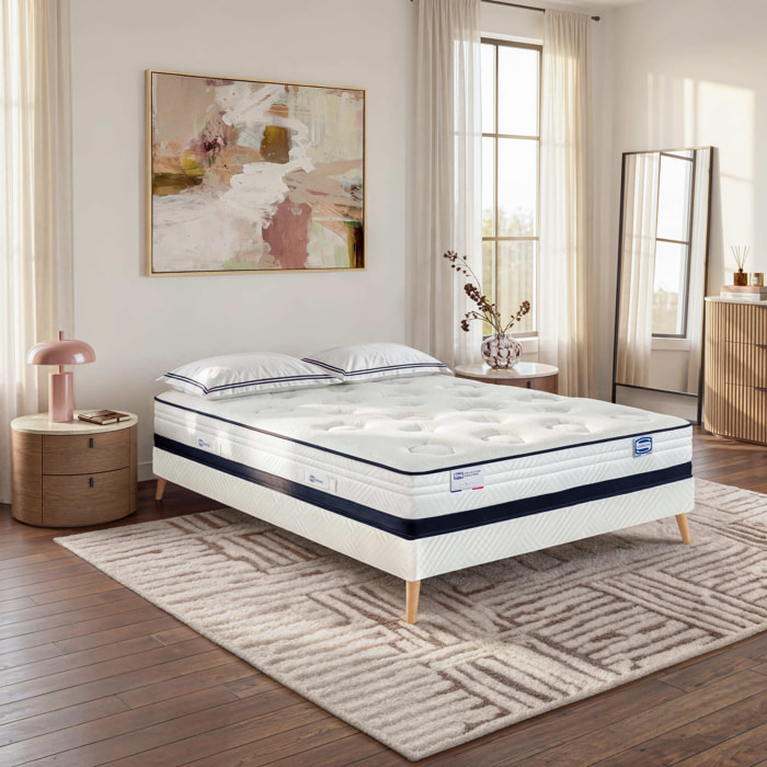 Ensemble L'INEDIT, matelas Hybride , ferme, H27 + sommier