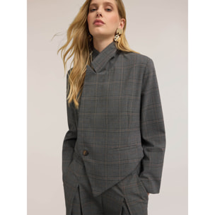 Motivi - Blazer cropped fantasia check - Grigio