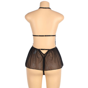 Body negro cuello halter y volante