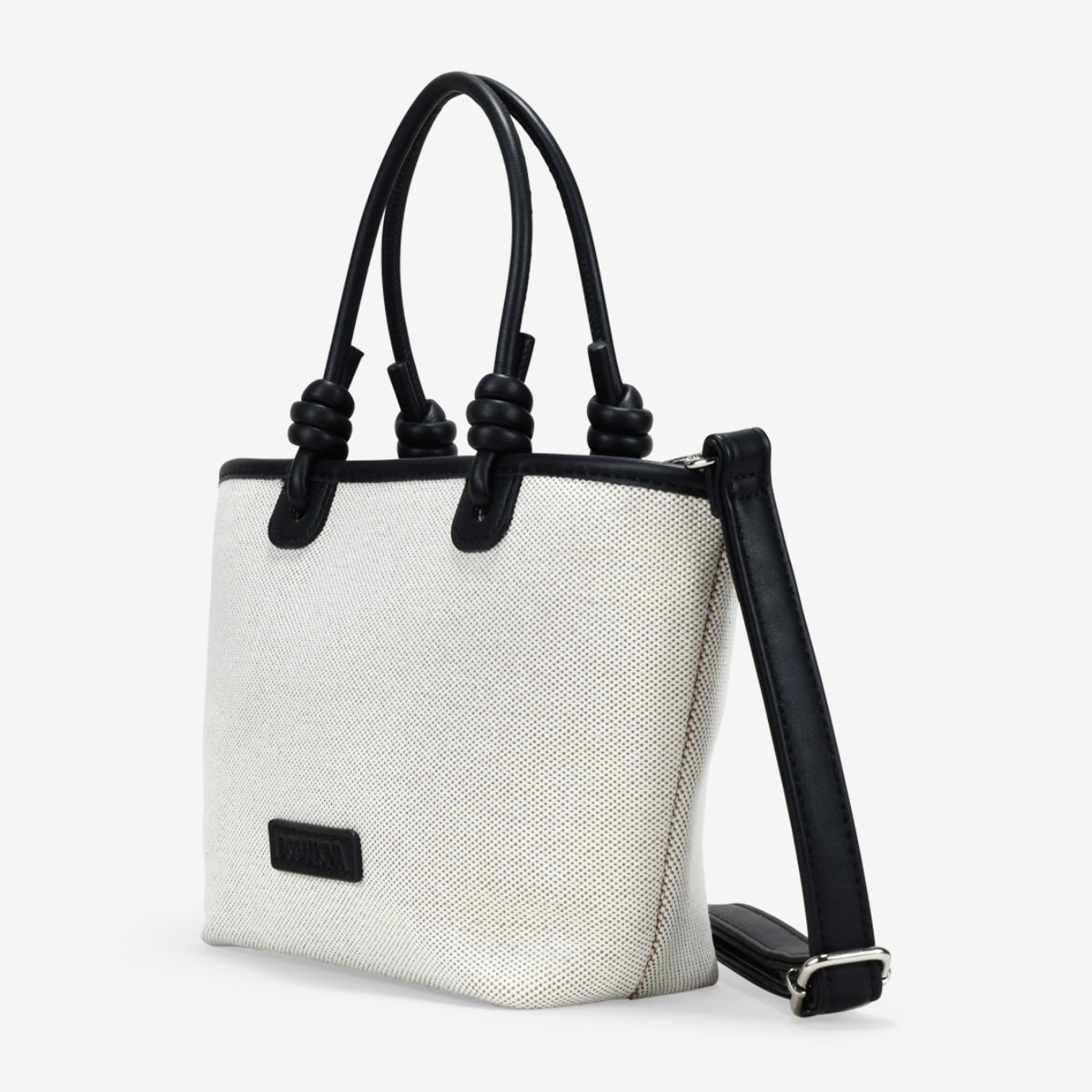 Bolso de mano canvas beige con cremallera