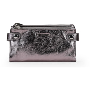 Billetero grande plomo con doble cremallera