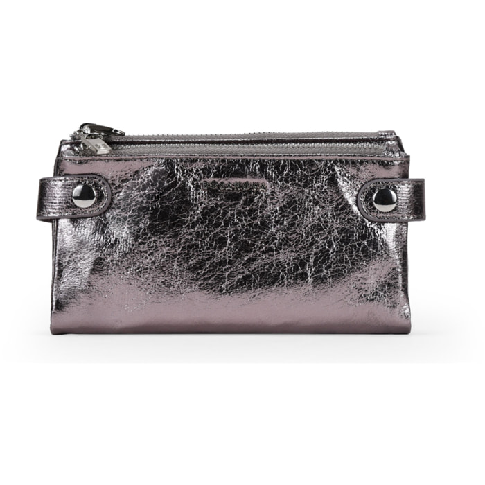 Billetero grande plomo con doble cremallera