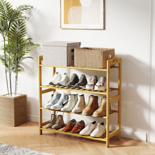 Étagère bambou style naturel - étagère à chaussures 4 niveaux - dim. 67,5 x 24,7 x 72 cm