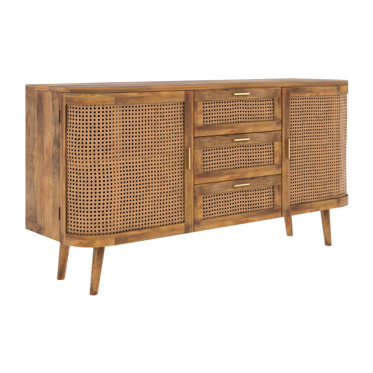 Buffet 2 portes et 3 tiroirs en cannage - Wava