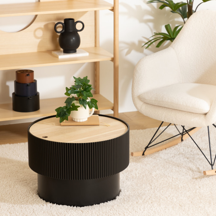 Table basse "Enola" en placage frêne D55cm noir