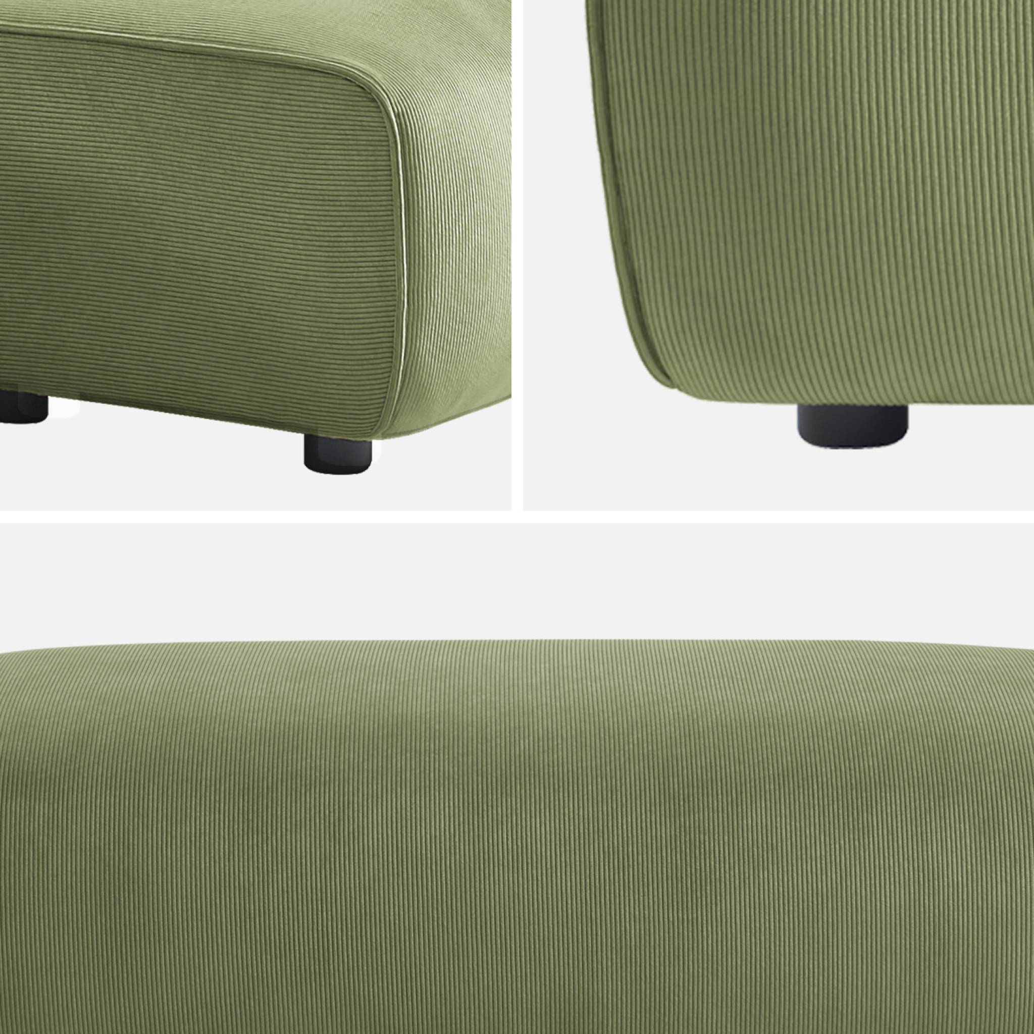 Pouf. module pour canapé. repose-pieds pour canapé d'angle 2 places en velours côtelé vert. L 123 x P 60 x H 41cm - Wallas