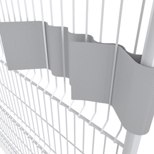 Schermo Privacy In PVC Per Recizioni A Doppia Sbarra Doppio Picchetto Rete Frangivista 650 g/m² 35 m x 19 cm Con Clip Fissaggio Grigio Chiaro