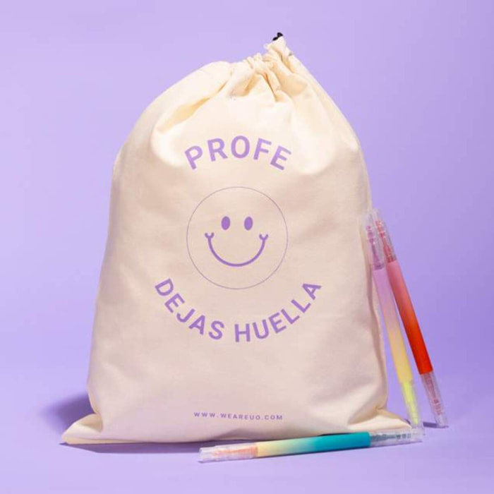 Bolsa tela regalo "Profe dejas huella"