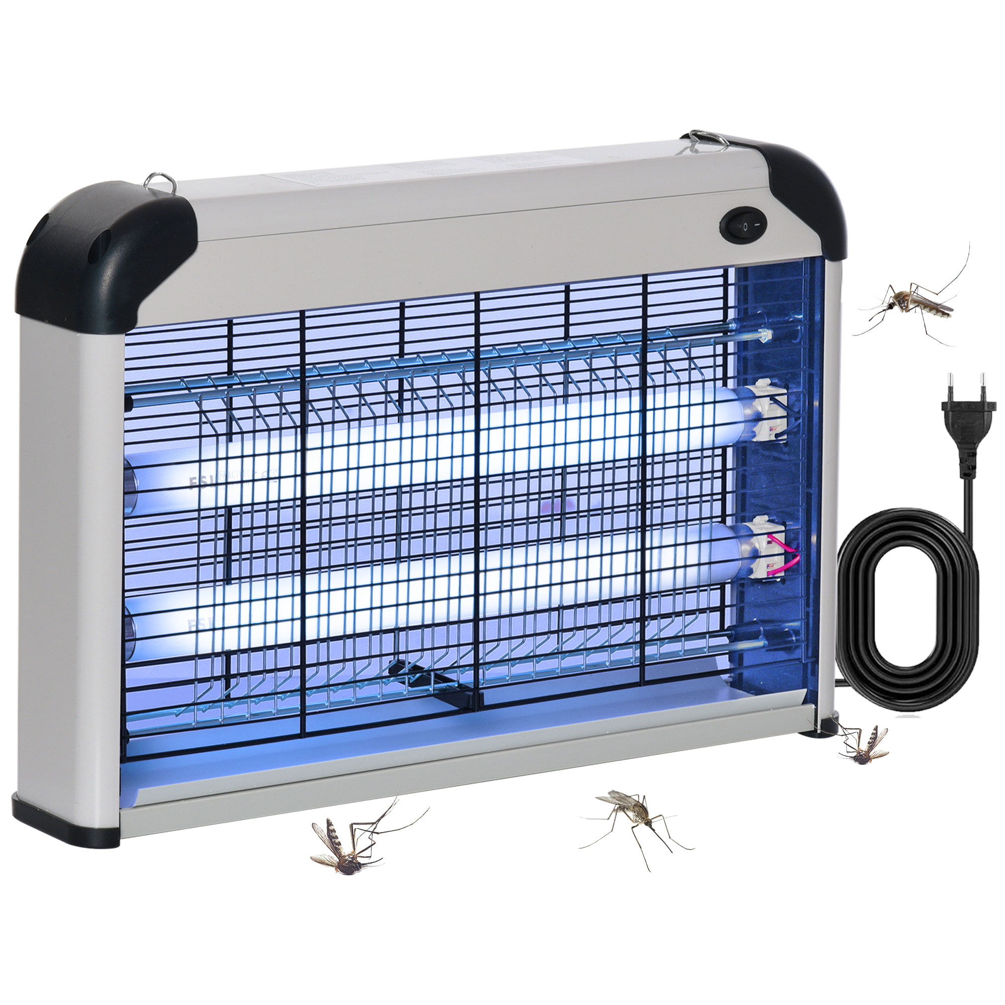 Outsunny Lampe UV anti-insectes anti moustique tue mouche électrique destructeur d'insectes 20 W noir gris