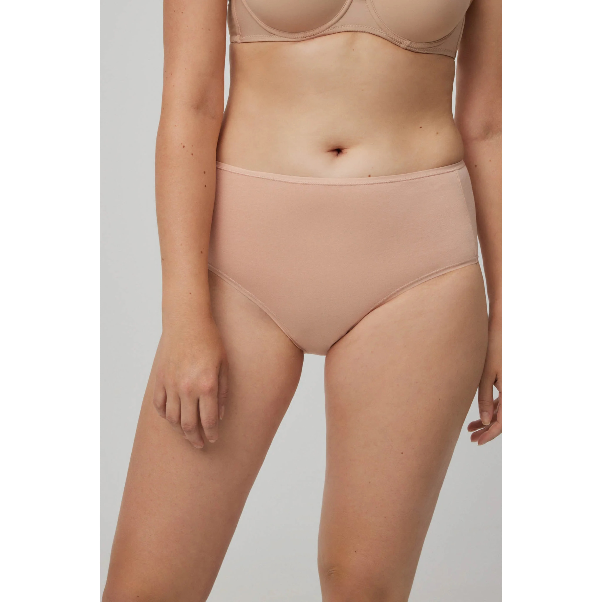 Confezione da 2 slip basico a vita alta in cotone beige