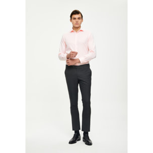 Camicia Uomo 1 Bottone Francese Slim Cotone Unito Rosa