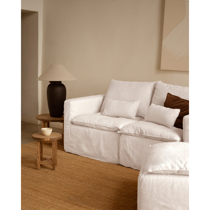 Módulo de algodón y lino con reposabrazos izquierdo desenfundable tono blanco de 97x96cm Alto: 99 Largo: 97 Ancho: 96