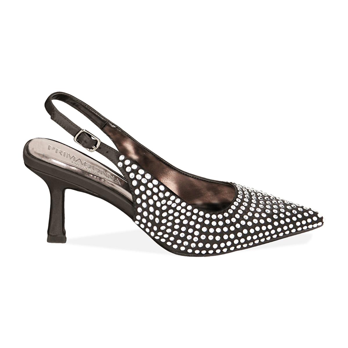 Décolleté slingback nere, tacco 7,5 cm