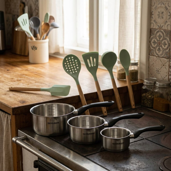 Set 3 casseroles 12 16 et 20 cm en inox Fackelmann Geneva