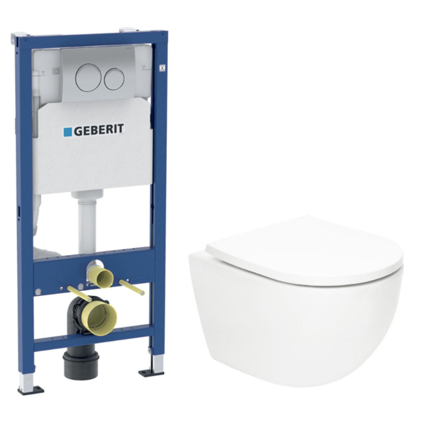 Duofix pack WC bâti-support + WC suspendu Swiss Aqua Technologies + plaque blanche (GEBSTFUWT01-FR)