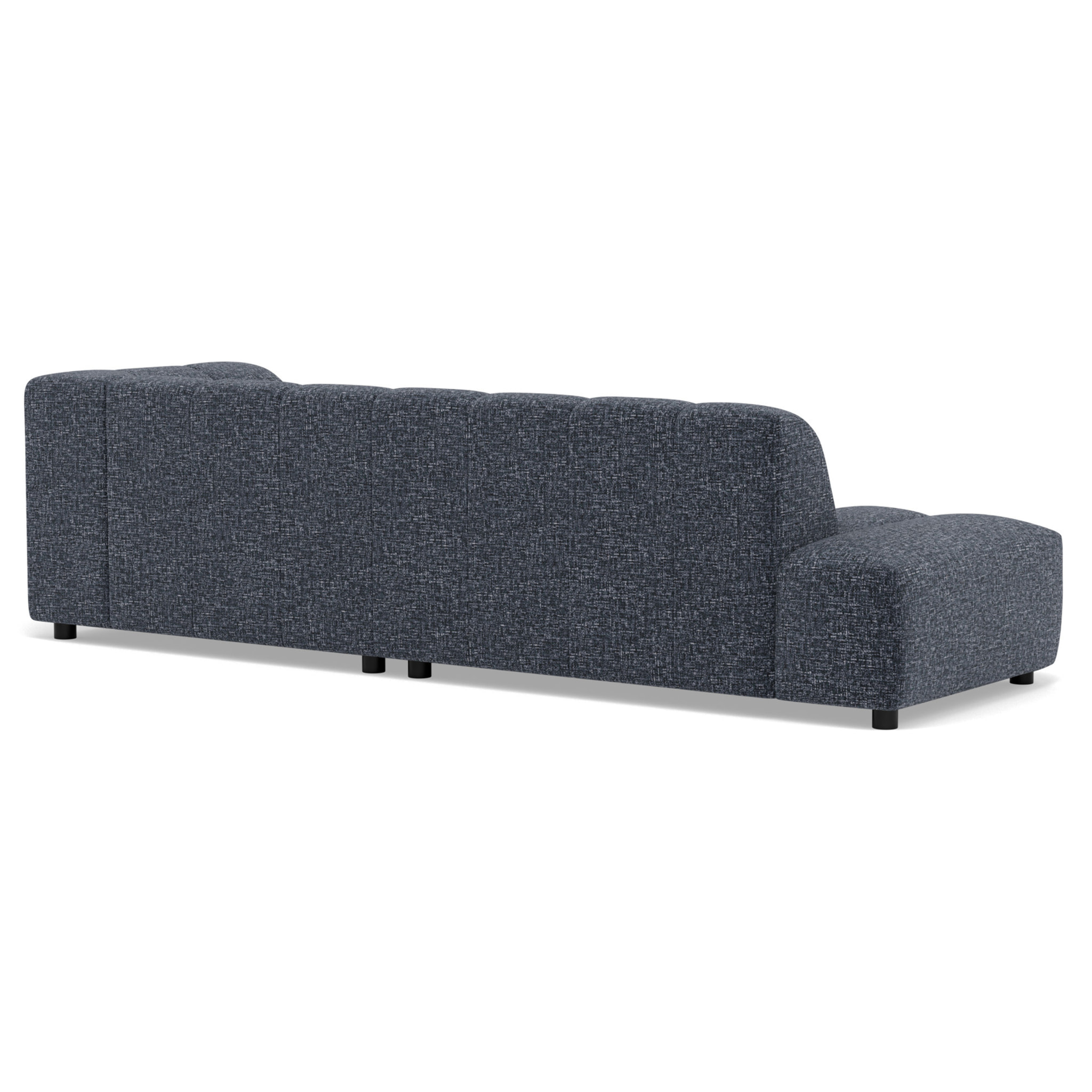Curtis - canapé d'angle droit 4 places sans accoudoir en tissu texturé - Bleu