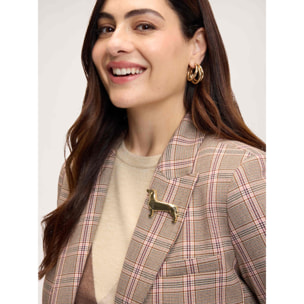 Fiorella Rubino - Blazer a quadri con spilla bassotto - Grigio