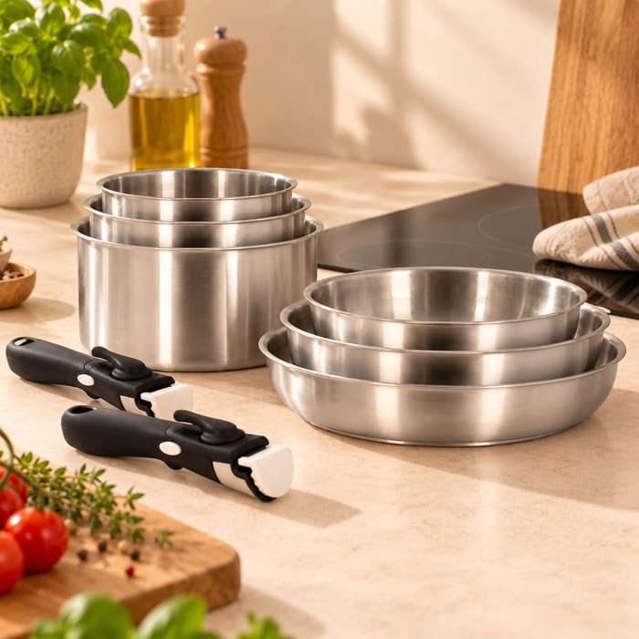 Batterie de cuisine 8 pièces en acier inoxydable - tous feux IRIS
