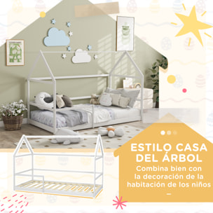 Cama para Niños 90x190 cm Cama Infantil en Forma de Casa con Barandillas Protectoras Cama Casita de Madera Carga 60 kg Blanco