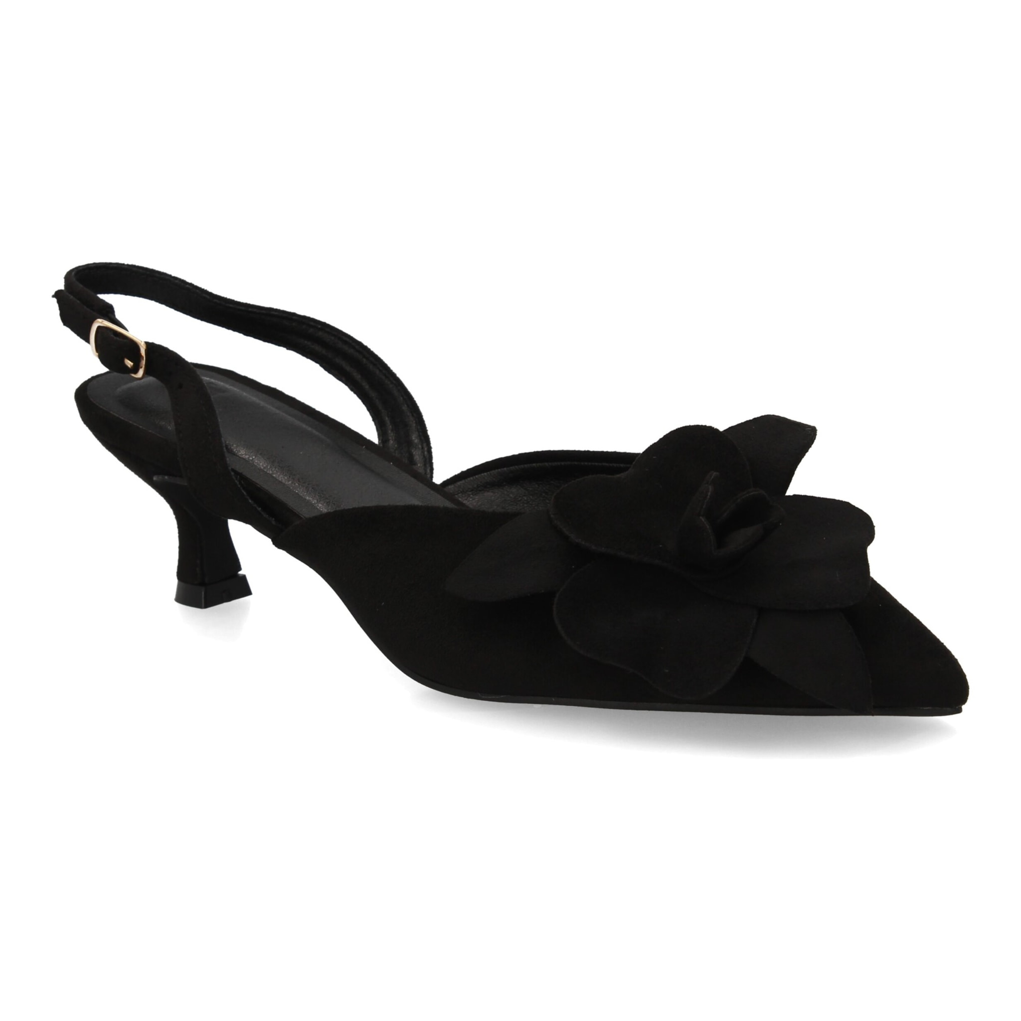 Zapato destalonado con adorno de flor