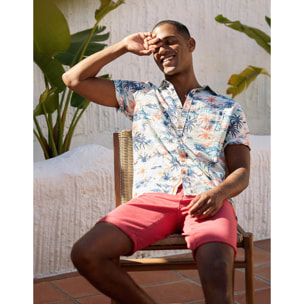 Camisa Manga Corta Tropical Blanco - Omen